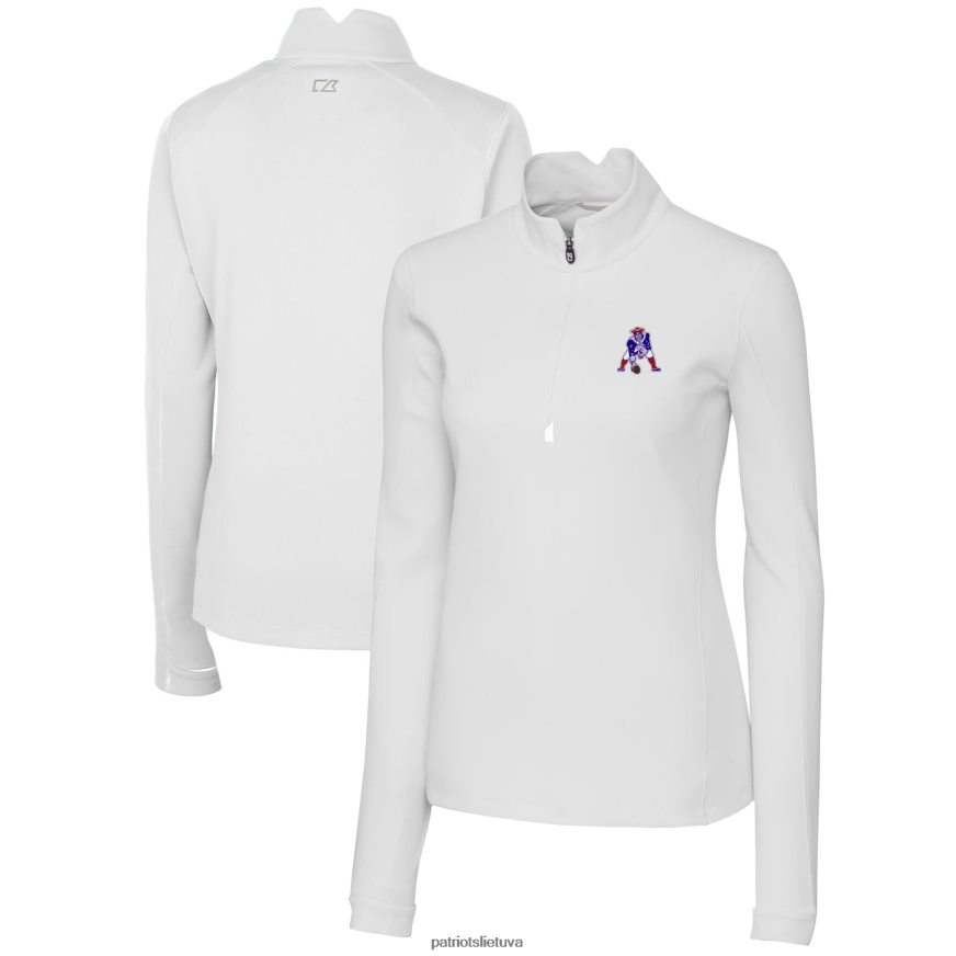 moterys "Cutter & Buck" baltas "superkamas" logotipas, ištemptas megztinis su ketvirčiu užtrauktuku JV42T1037 Patriots Jersey apranga