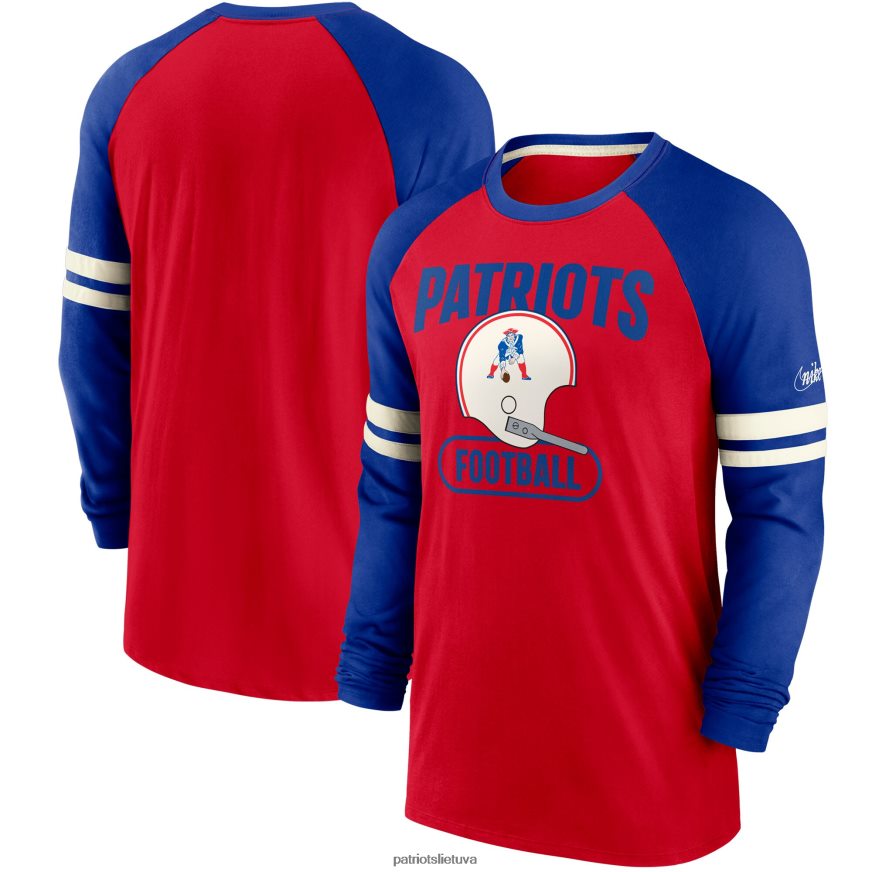 vyrų nike red/royal returnback raglan marškinėliai ilgomis rankovėmis JV42T1852 Patriots Jersey apranga